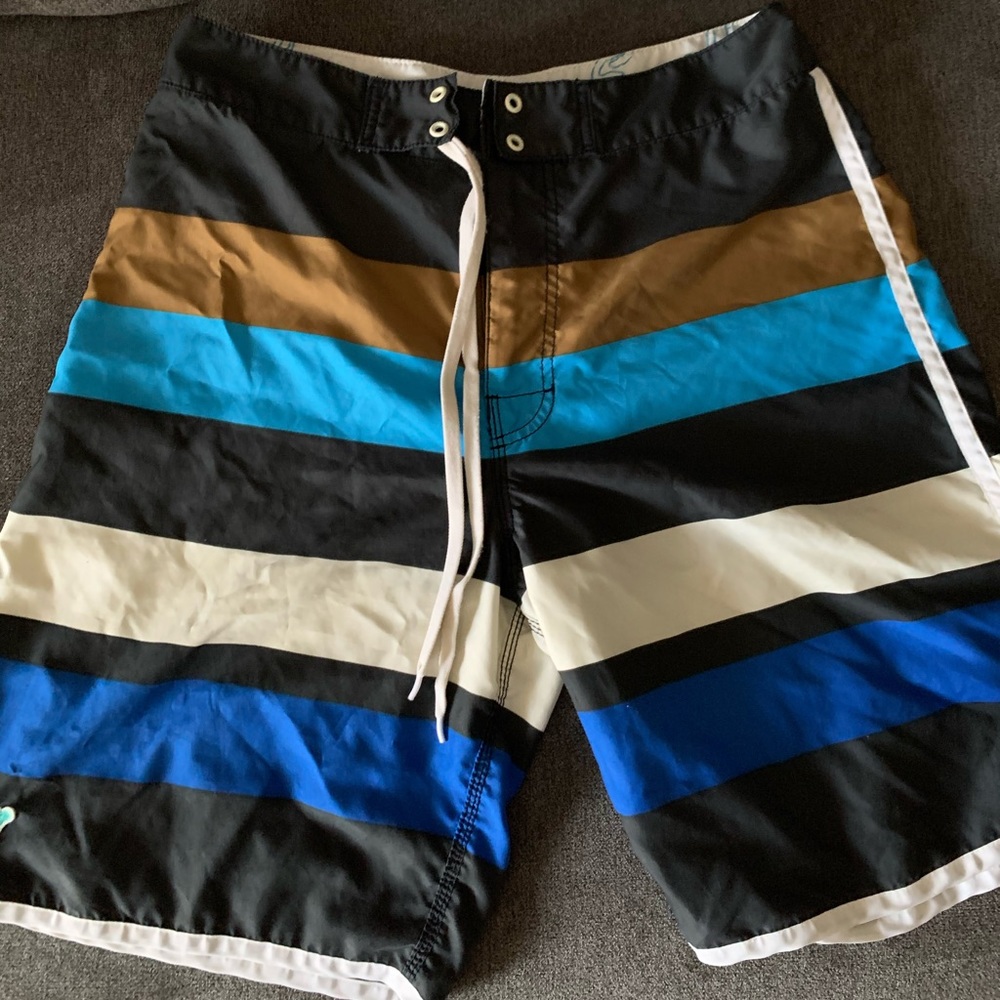 American Eagle striped swimming trunks